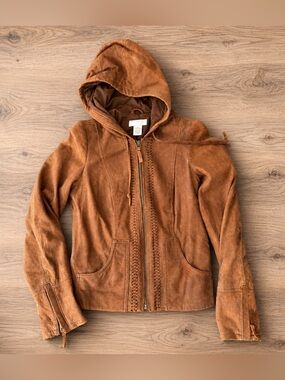 Lucky Legend Lucky Brand Brown Suede Leather Hooded Jacket XS
